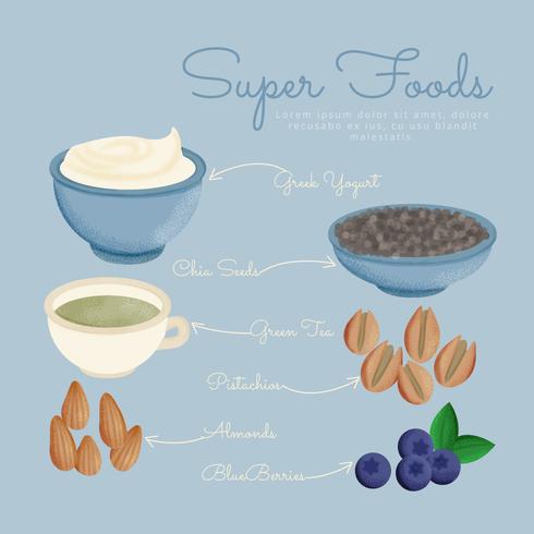 ilustración vectorial super alimentos vector