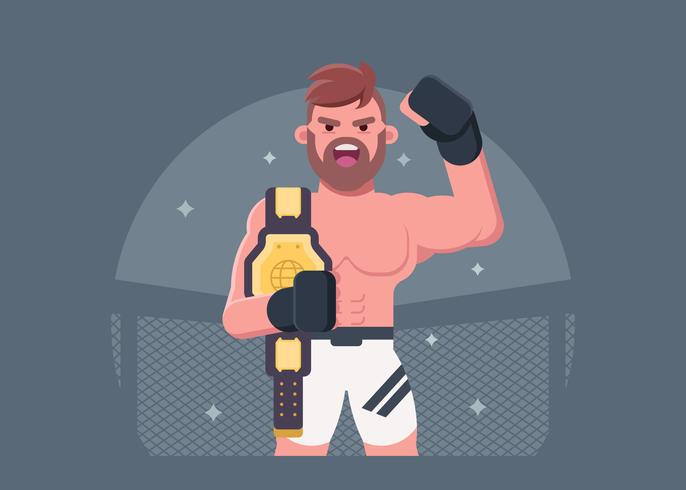 Ultimate Fighter With His Championship Belt vector