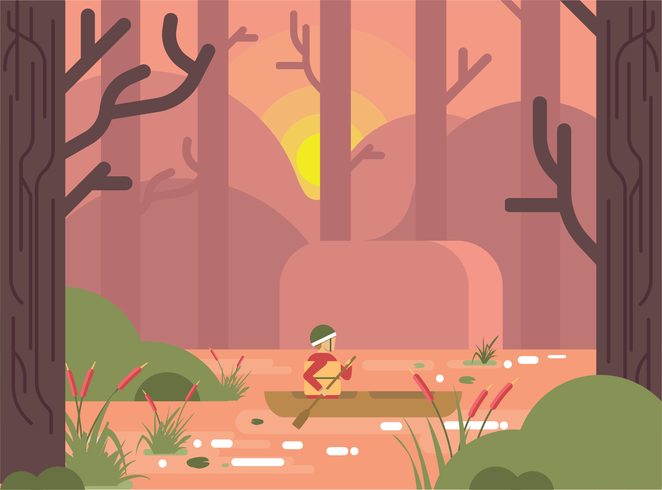 Man At Marsh Vector