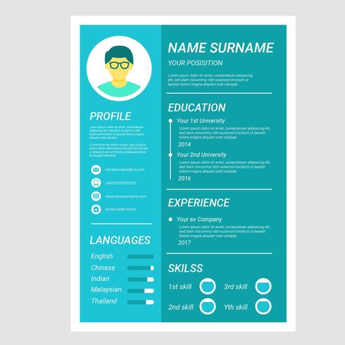 Flat Cv o compañía de curriculum vitae vector