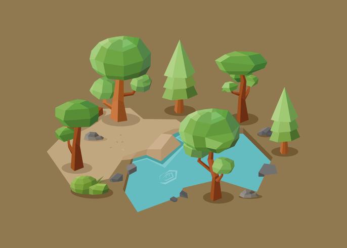 Low Poly Forest Illustration vector