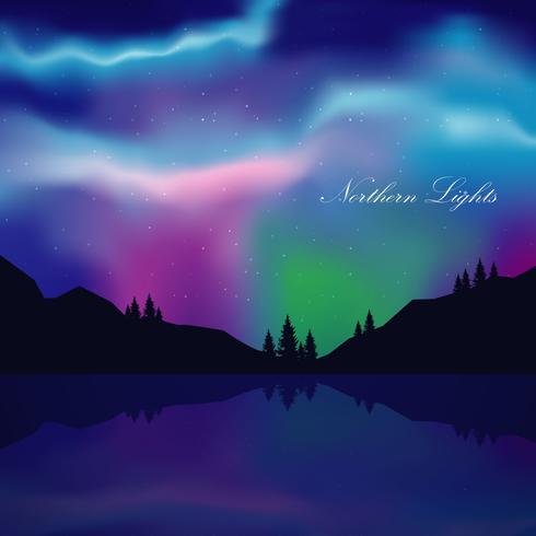 Northern Lights Landscape Illustration vector