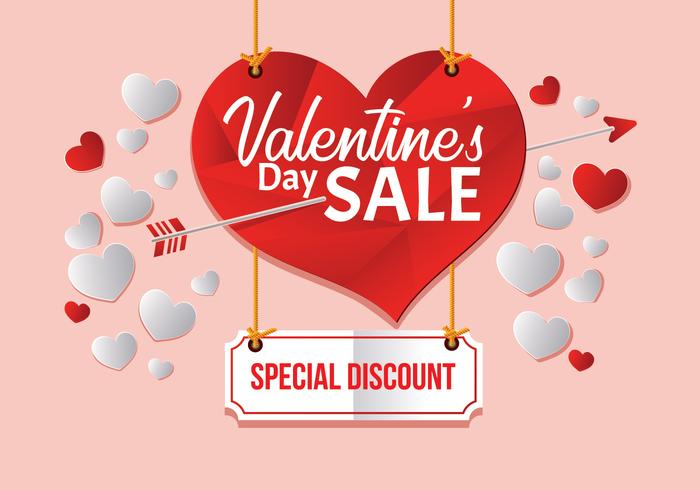 Big Valentines Day Sale, Poster Template Vector Illustration