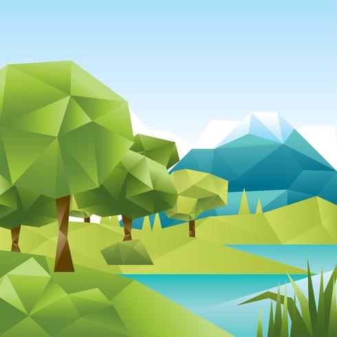 Low Poly Forest Lake Vector