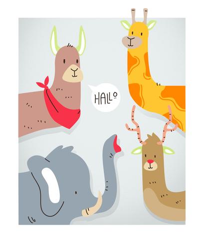 Cute Critters Animal Head Vector Illustration