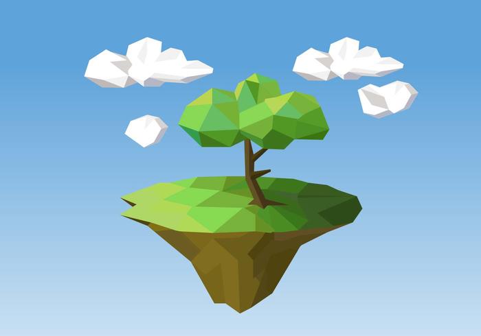 Tree On Island Vector