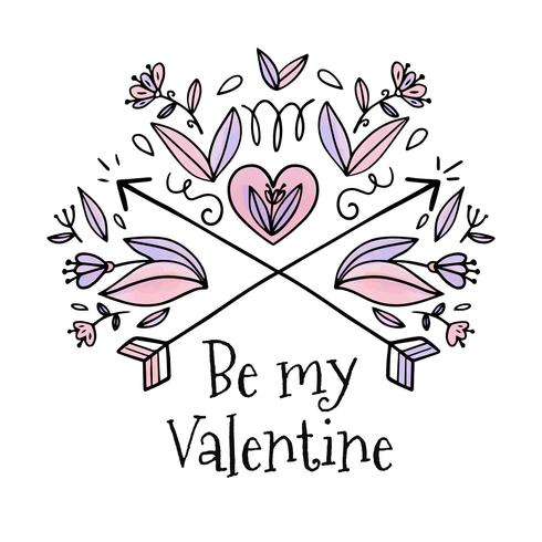 Cute Ornaments And Flowers With Arrows To Valentine's Day vector