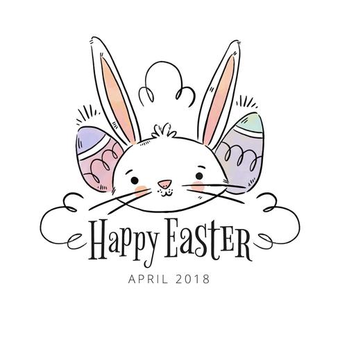 Cute Bunny With Eggs To Easter Day vector