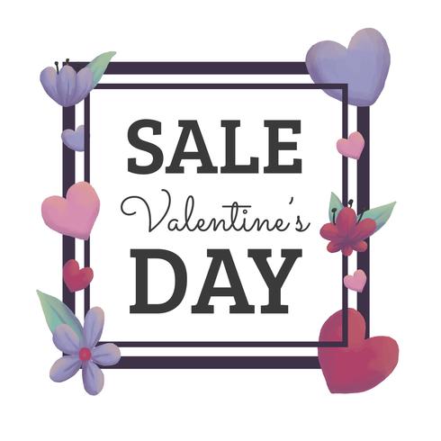 Fondo de venta de San Valentín con flores vector