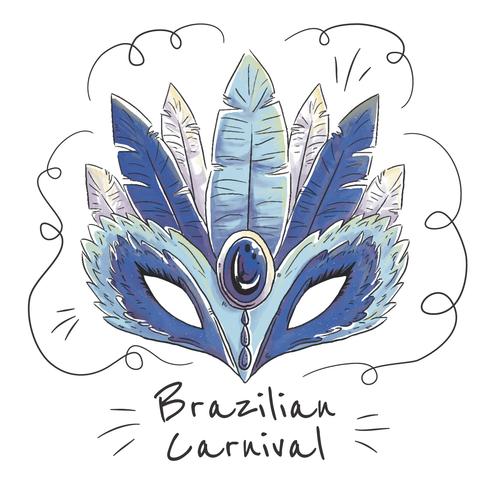 Linda máscara brasileña del carnaval vector