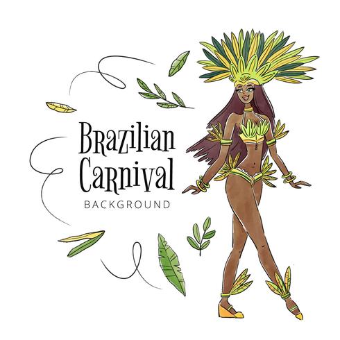 Sexy And Tropical Brazilian Dancer With Leaves vector