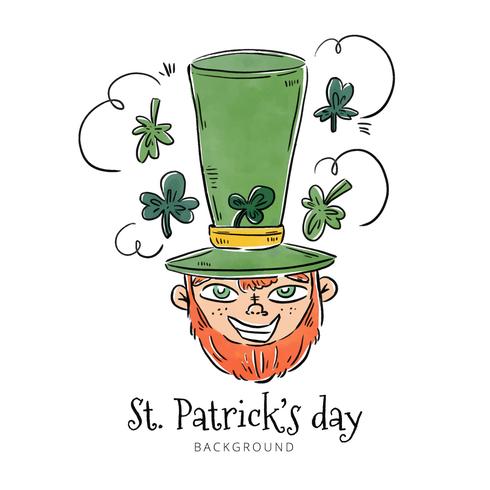 Cute St. Patricks Character Smiling With Clovers vector