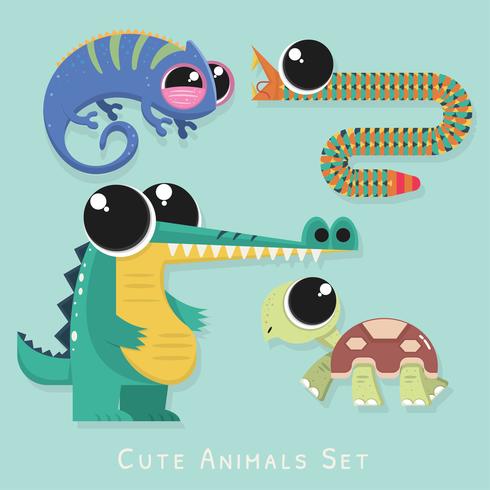 Cute Wild Animal Set Vector