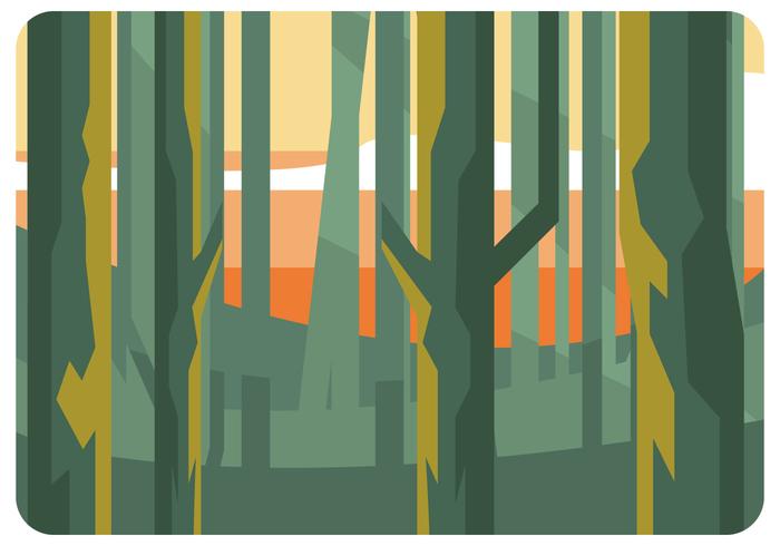 Bosque de Low Poly en la tarde vector