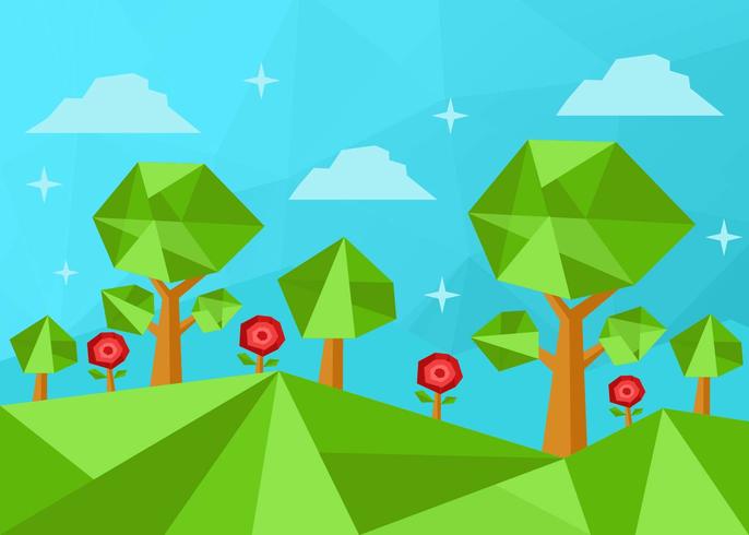 Low Poly Forest Vector 