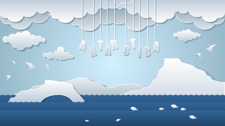 Antarctica Paper Art Landscape Free Vector