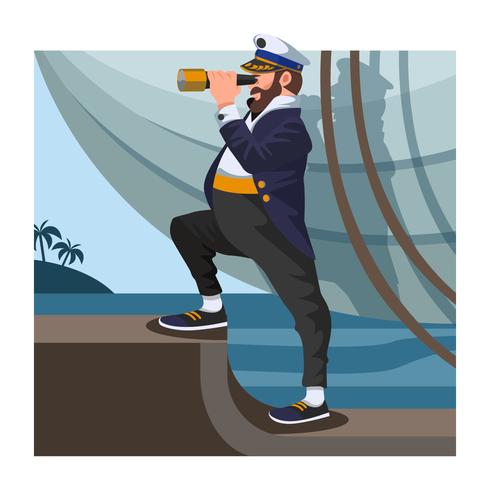 Seaman with binoculars vector