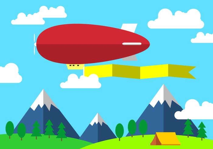 Red Dirigible With Banner Free Vector