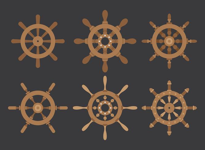 iconos de vector de rueda de barcos