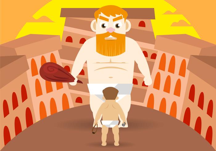 David And Goliath Vector Illustration