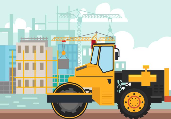 Steamroller For Construction vector