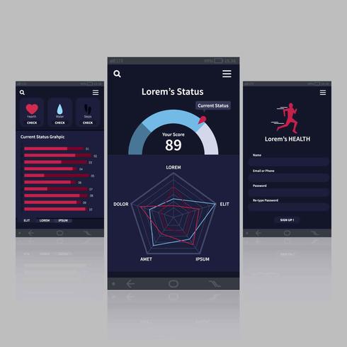 Aplicación móvil para la ilustración de salud vector