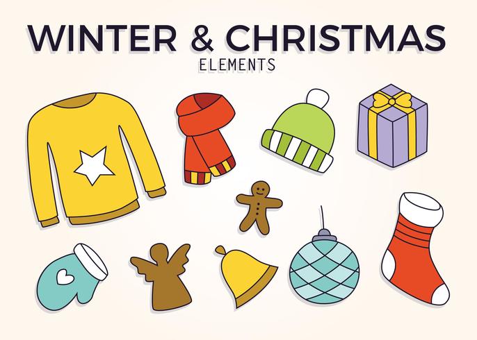 Elementos navideños de invierno vector