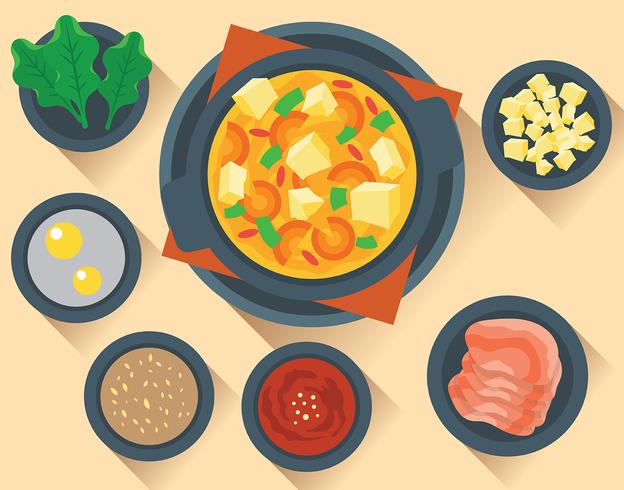 Ilustración de Hotpot + Ingredientes vector