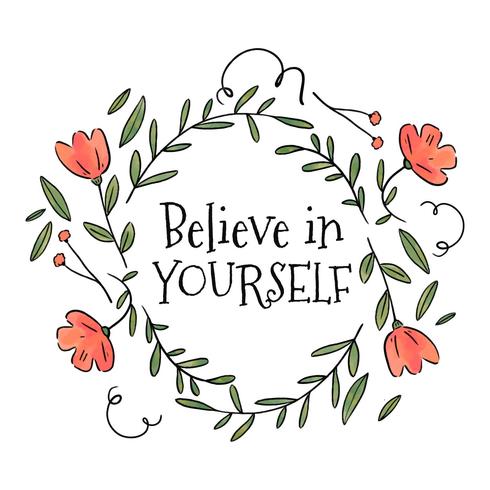 Cute Floral Ornaments With Quote vector