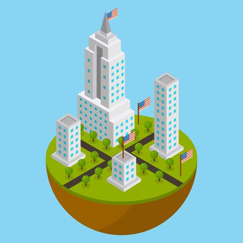 Flat Isometric NYC Vector Illustration