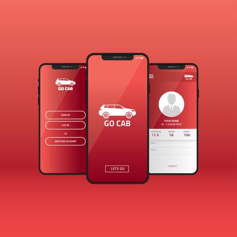 Mobile App Gui Online Taxi Vector