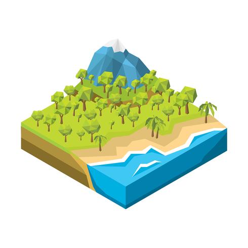 Vector de tierra de bosque de Low Poly