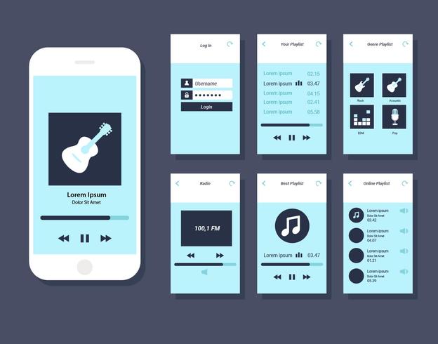 Music Mobile App GUI Vector