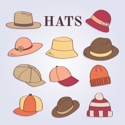 Vector de sombreros de mujer y hombre