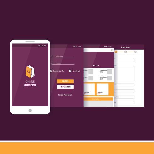 Mobile App Gui Online Shopping Vector