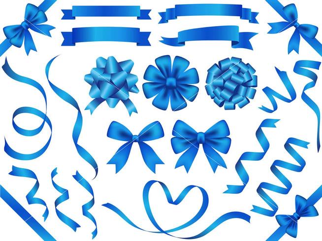 A set of assorted blue ribbons. vector