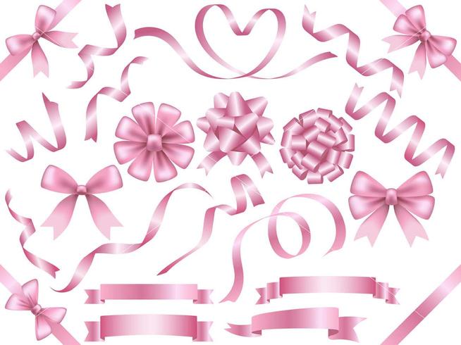 A set of assorted pink ribbons. vector