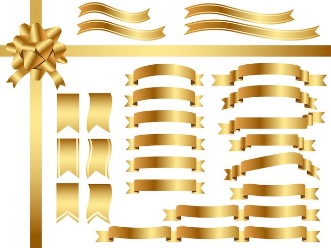 A set of assorted gold ribbons. vector