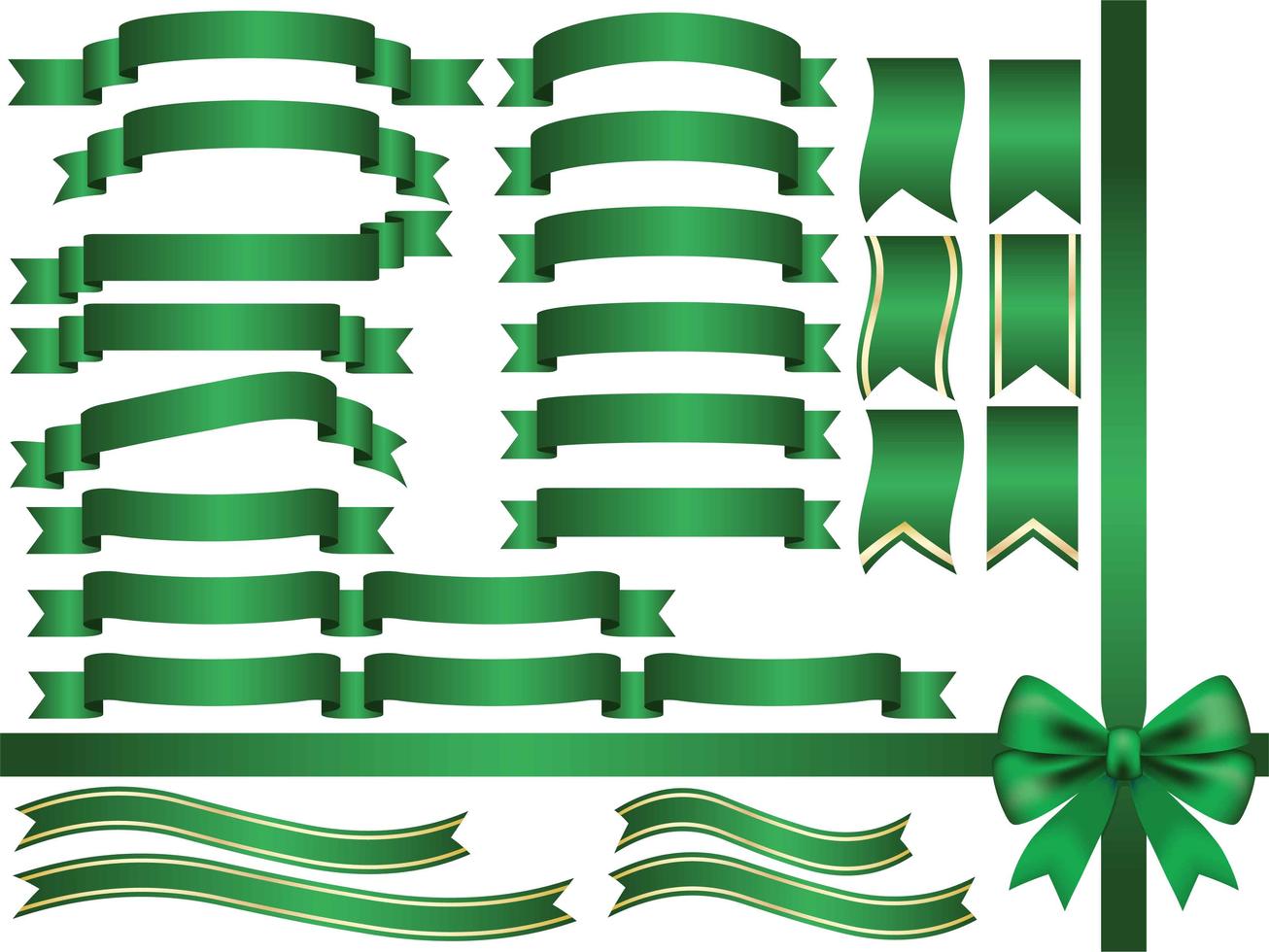A set of assorted green ribbons. 181931 Vector Art at Vecteezy