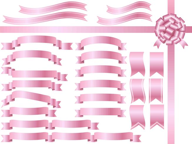 A set of assorted pink ribbons. vector