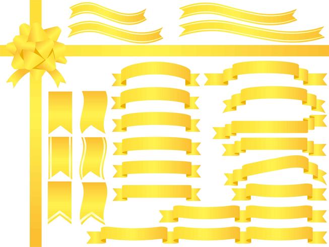 A set of assorted yellow ribbons. vector