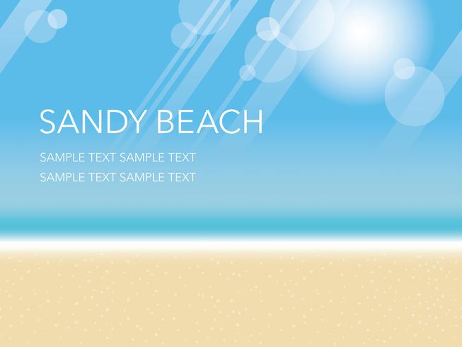 A seamless vector summer background illustration with sandy beach, blue sky, and the ocean.