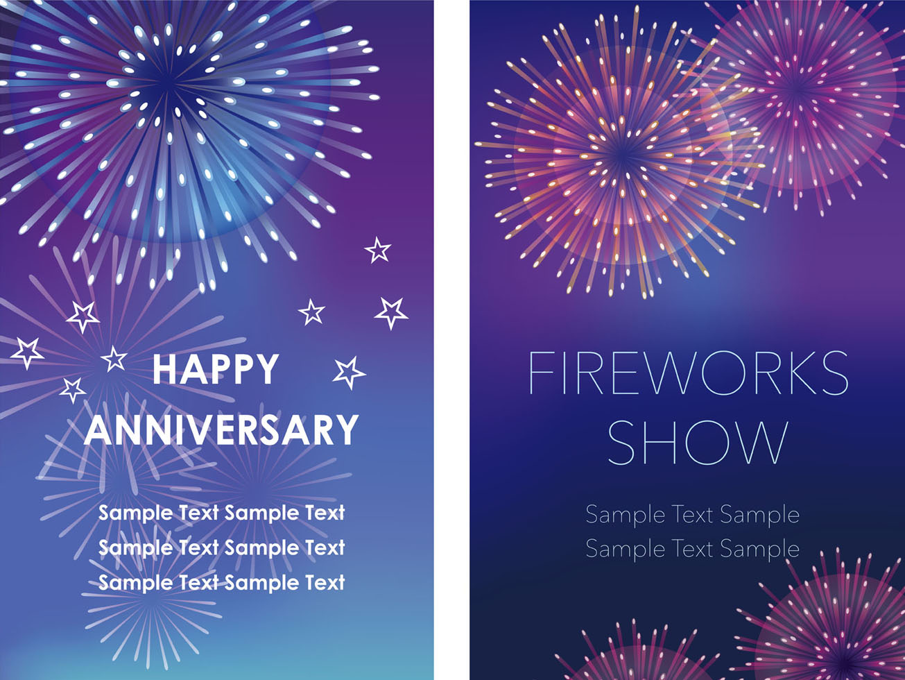 Download A set of two fireworks frames with text space, vector ...