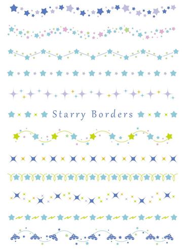 A set of assorted borders with various star patterns. vector