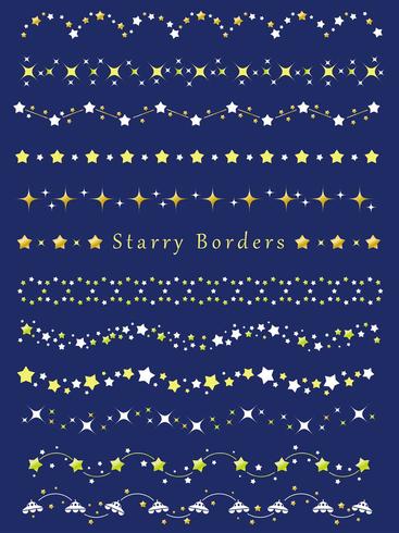 A set of assorted borders with various star patterns. vector