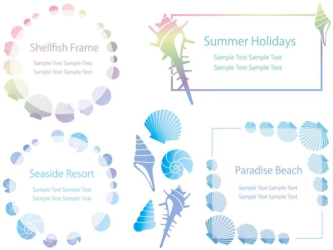 A set of four shellfish frames. vector