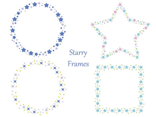 A set of four assorted frames with various star patterns. vector