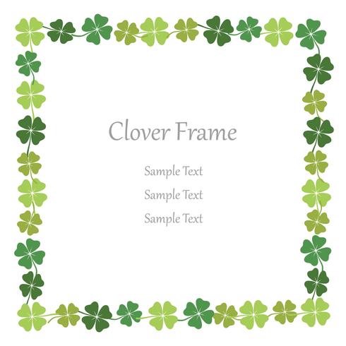 Four-leaf clover square frame. vector