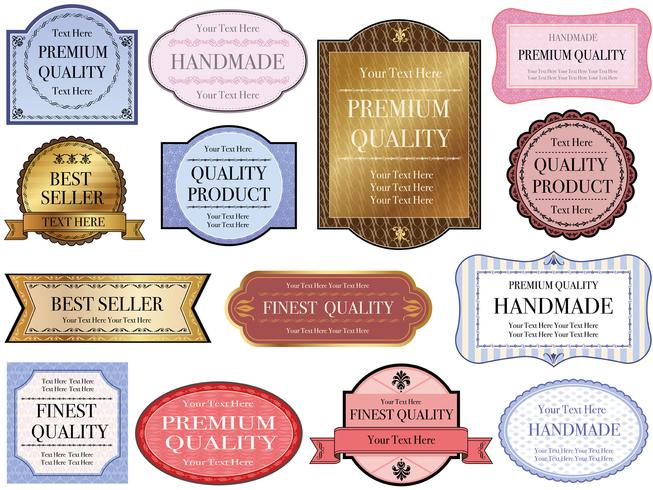 A set of assorted labels with text spaces. vector