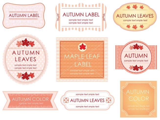 A set of assorted labels in autumn colors. vector